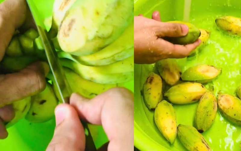 sơ chế chuối sáp