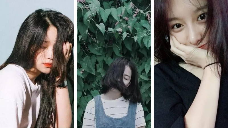 Dùng tóc mái để che mặt
