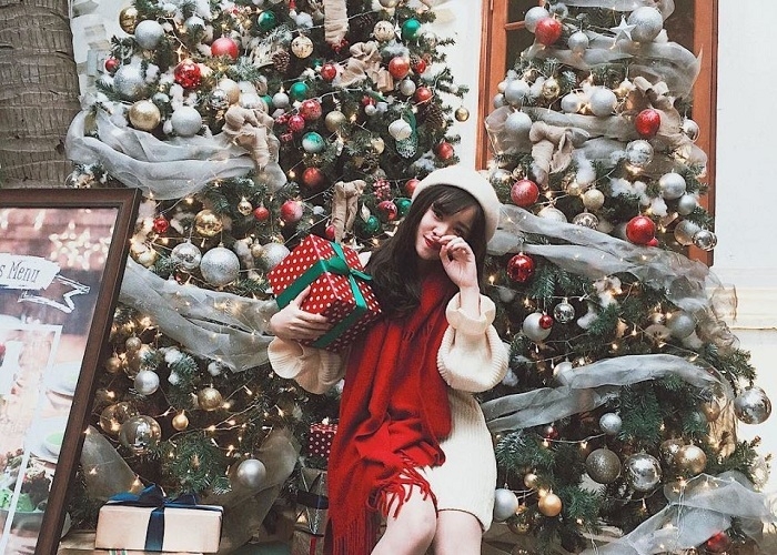 chụp ảnh với cây thông Noel (hình 3)