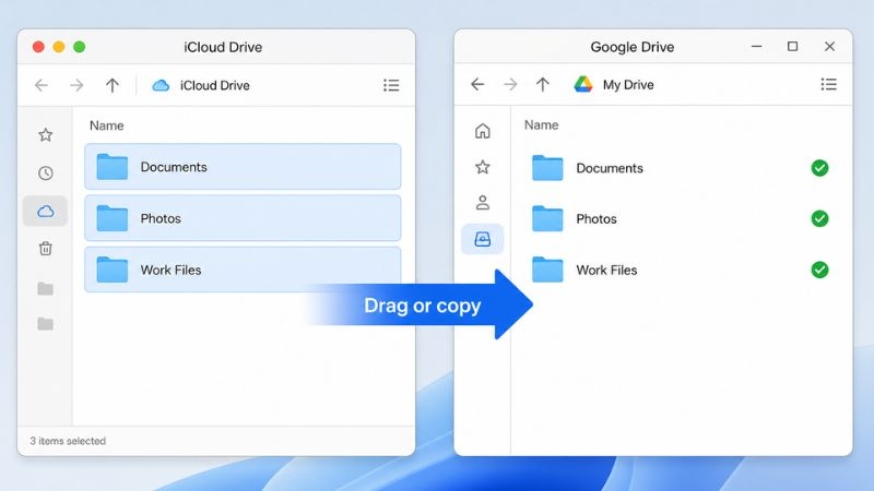 chuyển dữ liệu từ iCloud sang Google Drive bằng ứng dụng máy tính