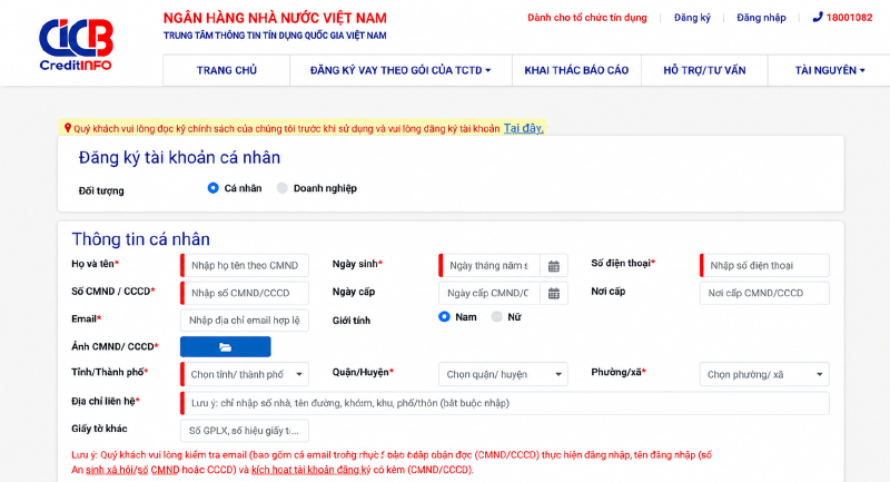 Tra cứu CIC trên website CIC