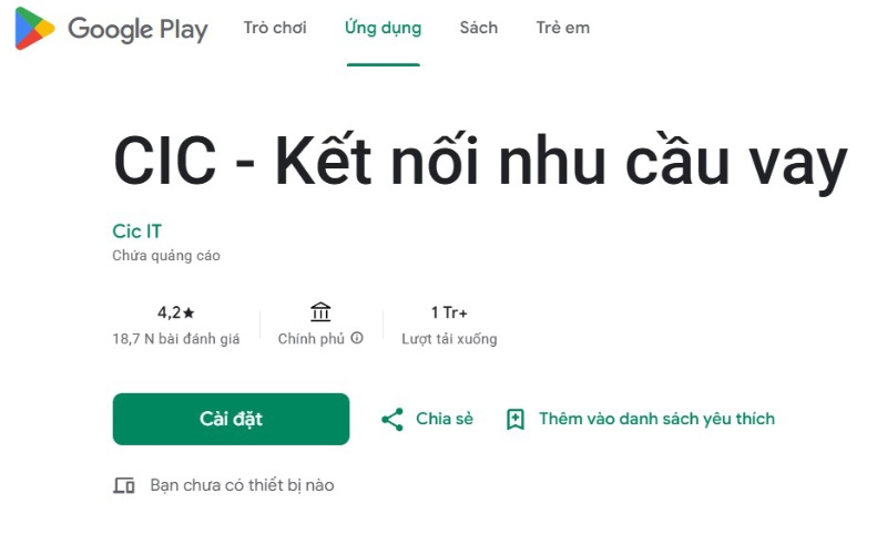 Tra cứu bằng ứng dụng CIC - Bước 1