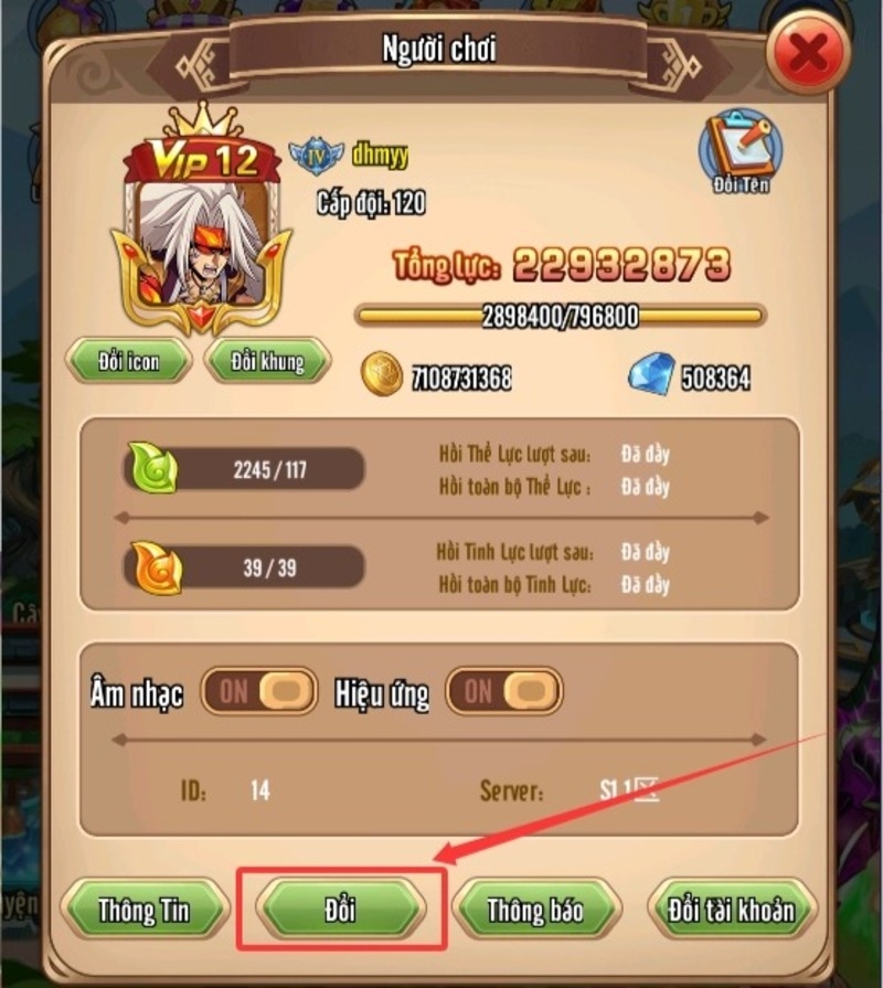 Các bước nhập code Manga Bá Cháy nhận quà bước 2