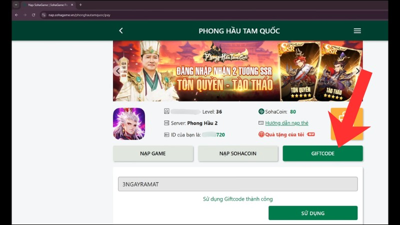 Code Phong Hầu Tam Quốc 6