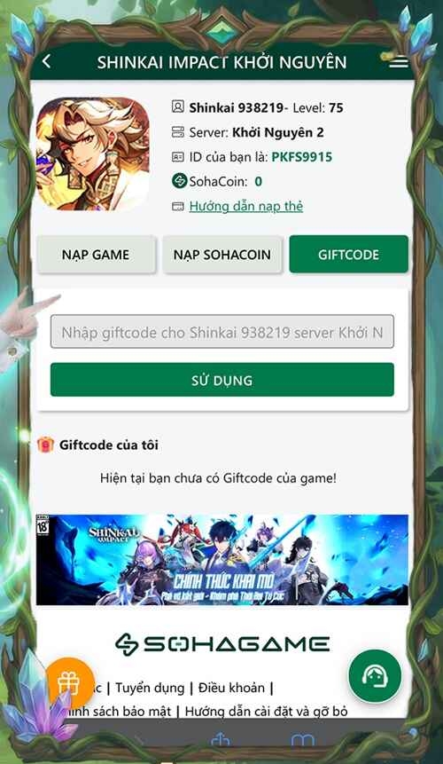 code Shinkai Impact Khởi Nguyên hình 6