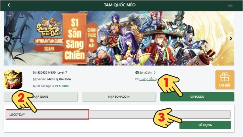 code tam quốc mèo 7