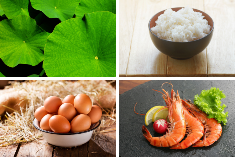 Nguyên liệu tươi ngon cho cách nấu cơm lá sen