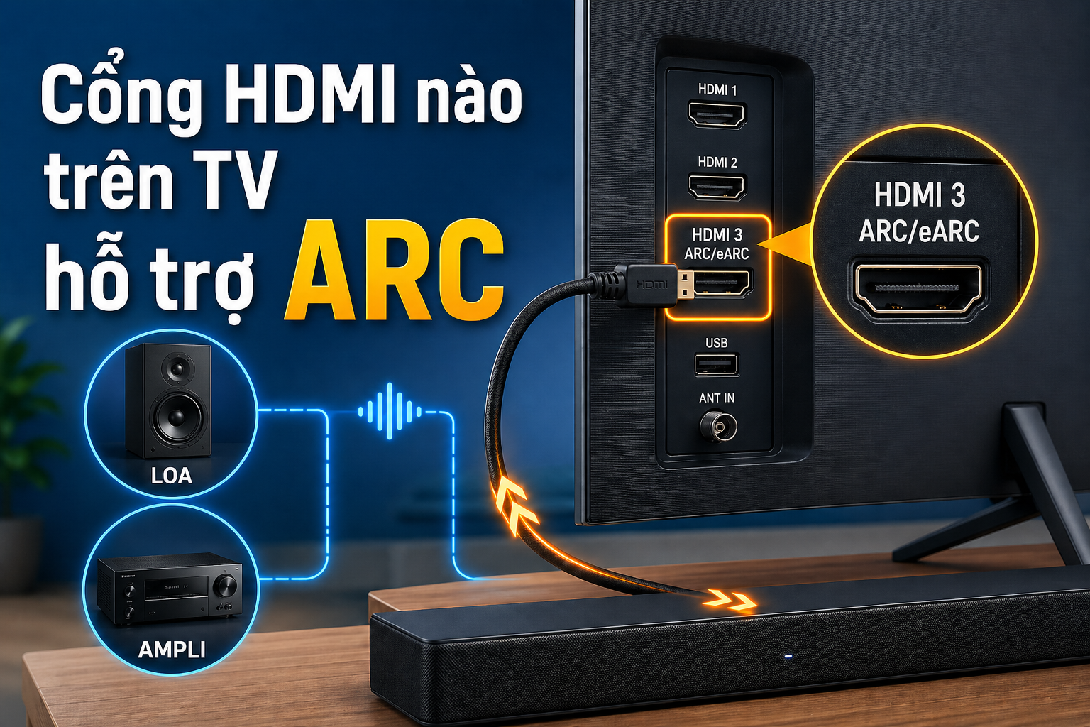 Cổng HDMI nào trên TV hỗ trợ ARC? Cách nhận biết để kết nối soundbar, loa và amply dễ hơn