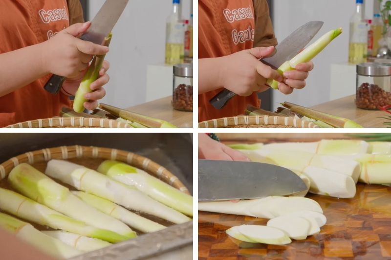 sơ chế củ niễng xào thịt bò