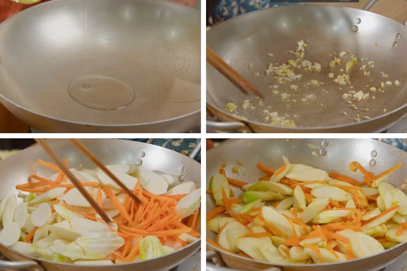 xào củ niễng chung với thịt bò