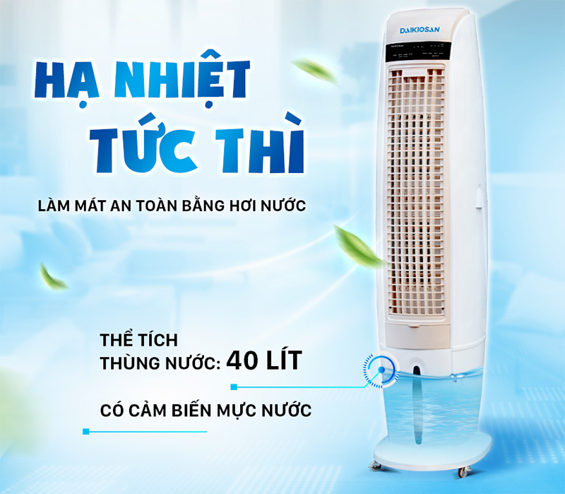 Quạt điều hòa Daikiosan DM106 có thể chứa nước đến 40 lít