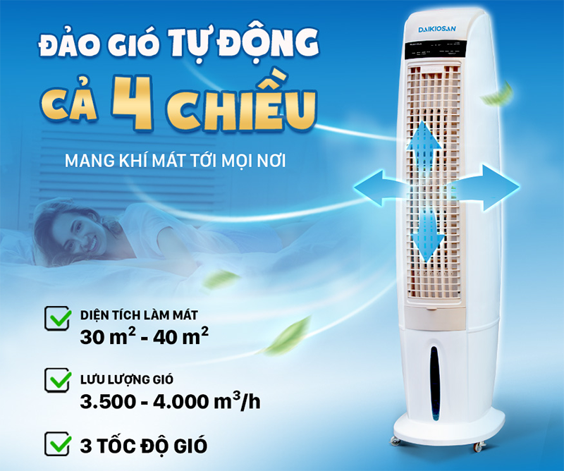 Quạt điều hòa Daikiosan DM106 sở hữu 3 tốc độ gió linh hoạt