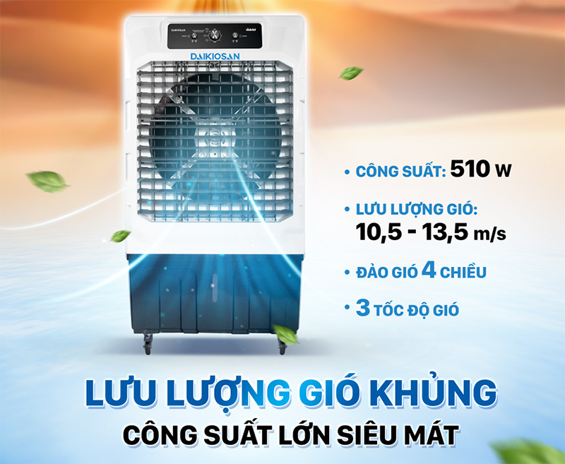 Quạt điều hòa Daikiosan DM204 sở hữu công suất mạnh mẽ