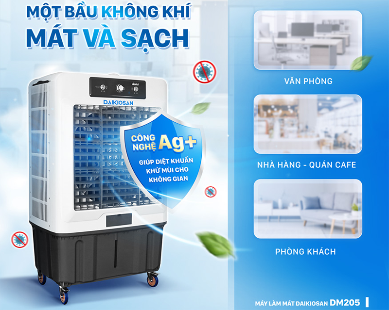Quạt điều hòa Daikiosan DM205 tích hợp công nghệ khử mùi và kháng khuẩn