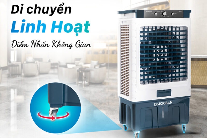 Quạt điều hòa Daikiosan DM212 điều khiển linh hoạt bằng 4 bánh xe