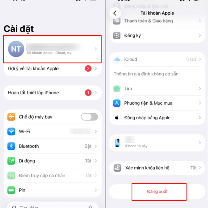 Mở ứng dụng Cài đặt để đăng xuất Apple ID khỏi iPhone