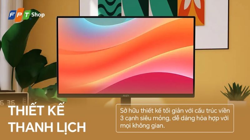 màn hình MSI PRO MP242L 23.8 inch được hoàn thiện theo phong cách tối giản hiện đại