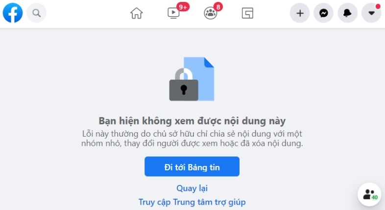Dấu hiệu nhận biết bị chặn Facebook 2