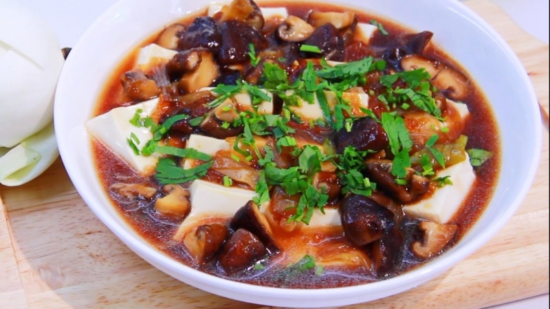 Đậu hũ non sốt nấm đông cô (hình 4)