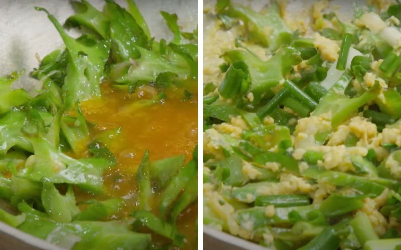 Xào đậu rồng với trứng
