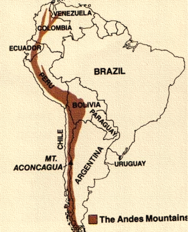 Dãy núi Andes chạy qua nước nào?