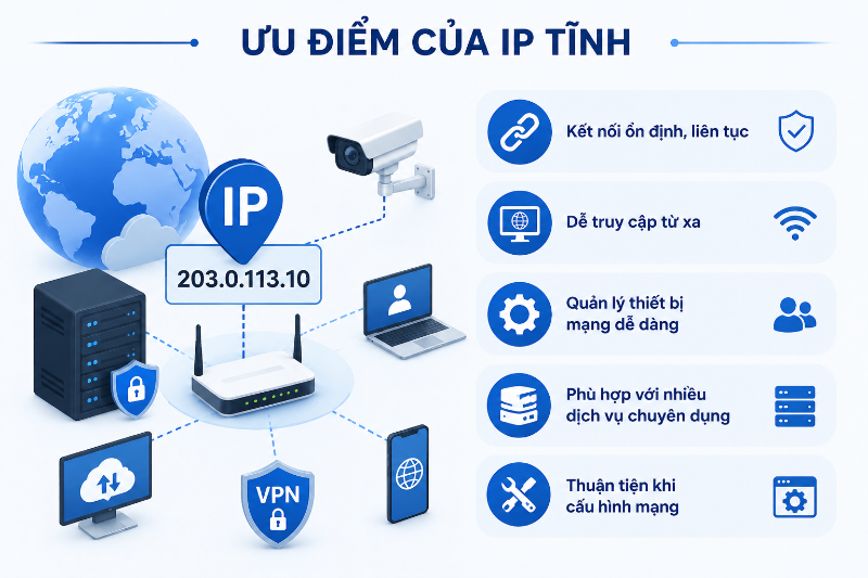 Ưu điểm của địa chỉ IP tĩnh