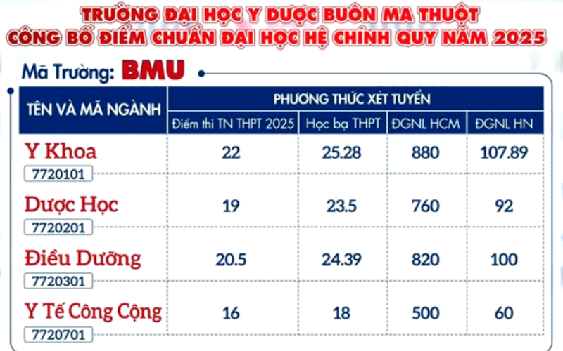 điểm chuẩn đại học y dược buôn ma thuột 2025 (ảnh 3)