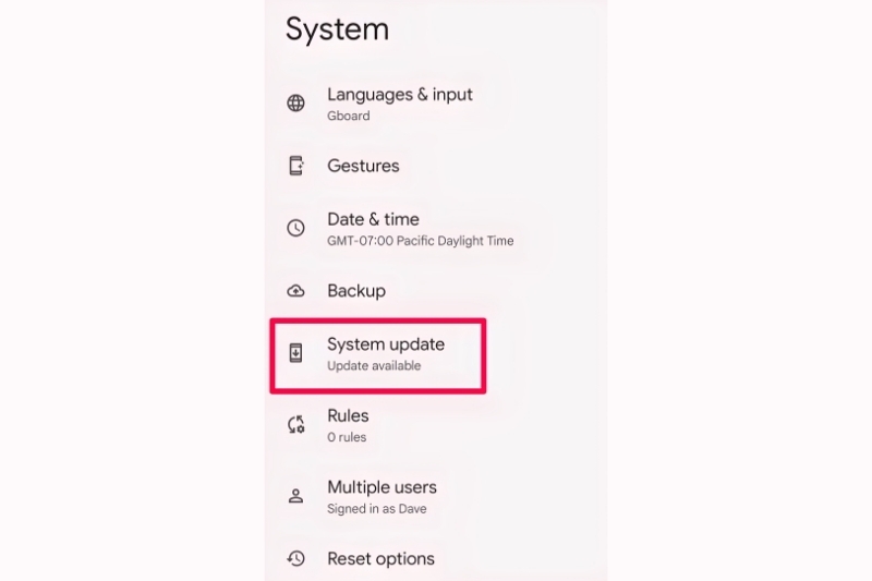 điện thoại android không cập nhật được phần mềm 1