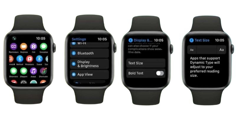 Lưu ý khi điều chỉnh kích cỡ và độ đậm của văn bản Apple Watch