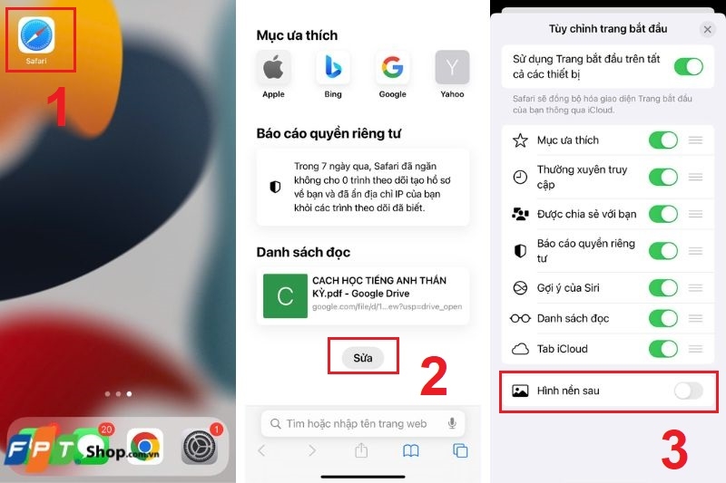 Đổi hình nền cho màn hình chào mừng trên Safari ảnh 2