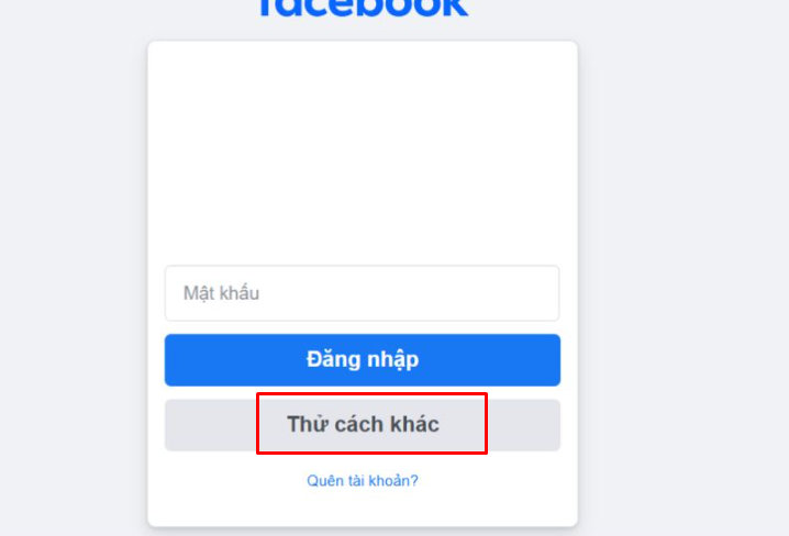 Điền số điện thoại hoặc email đã đăng ký Facebook