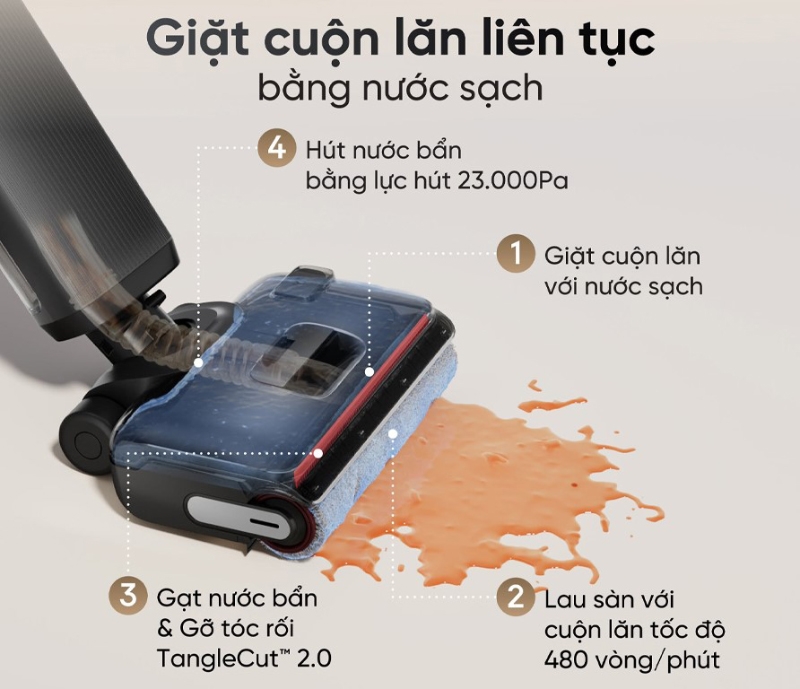 Máy hút bụi lau nhà không dây Dreame H16 GT - hình 7