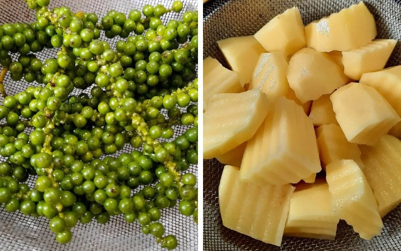 Sơ chế nguyên liệu làm đuôi bò hầm tiêu xanh