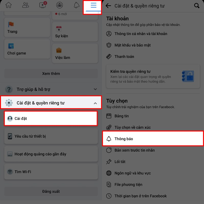 Facebook không nhận được thông báo 5