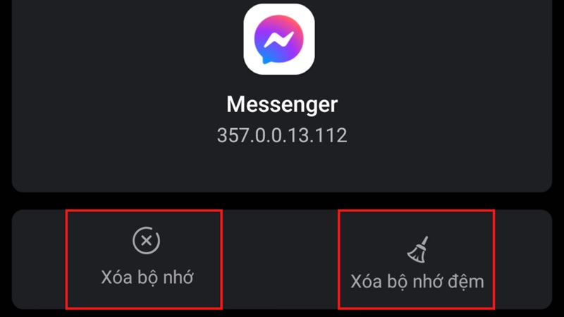 xoa cache messenger