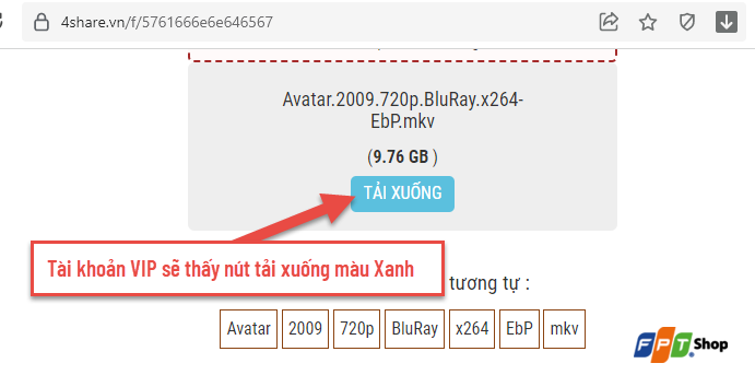 Mở liên kết chứa tập tin cần tải