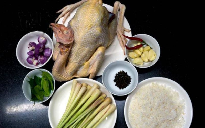 Nguyên liệu gà hấp muối sả