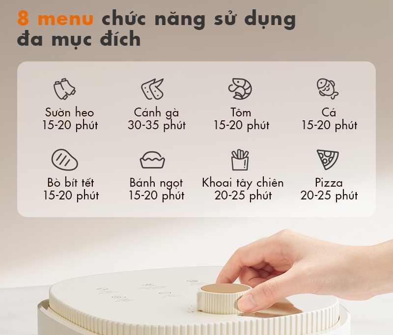 Gaabor AF-35M01A sở hữu 8 menu nấu