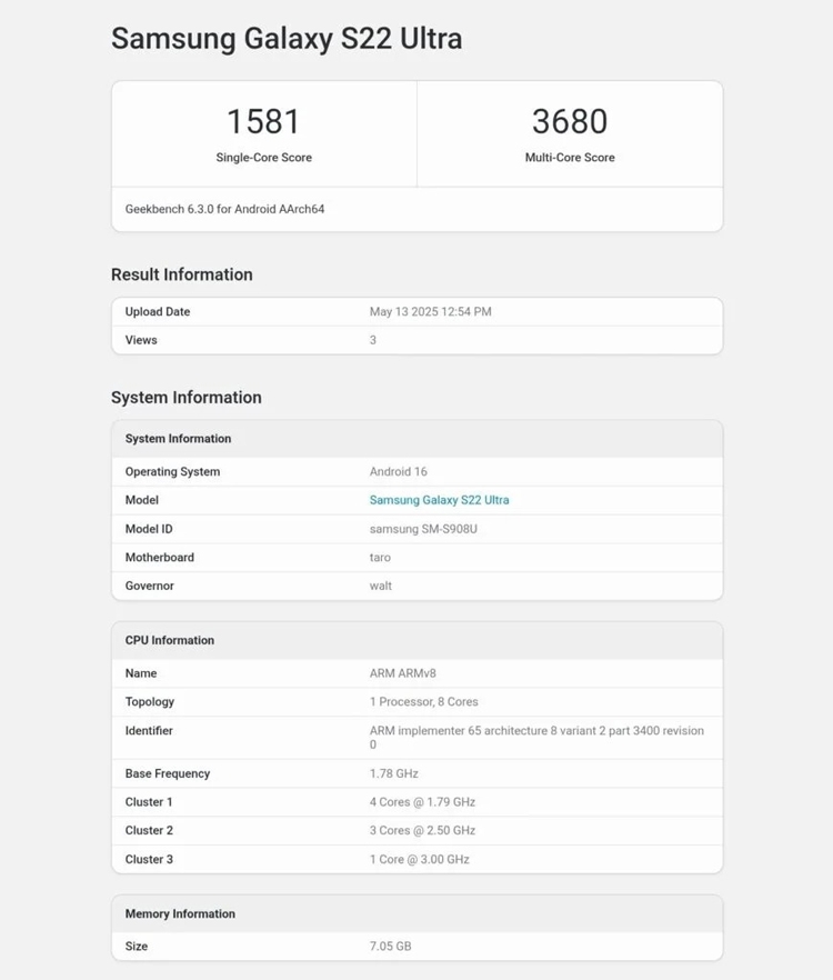 Galaxy S22 Ultra thử nghiệm One UI 8 trên Android 16