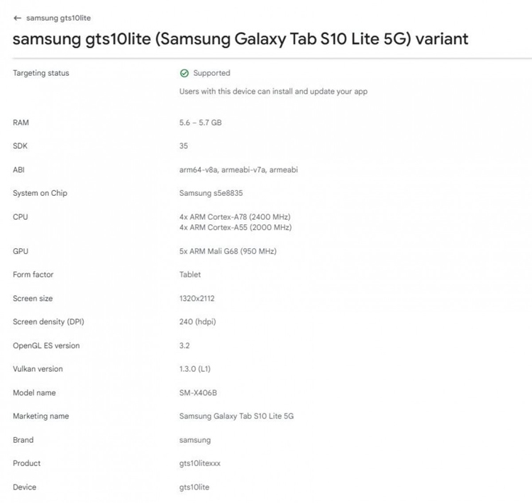 Galaxy Tab S10 Lite hé lộ thiết kế và cấu hình trên Google Play Console - hình 1