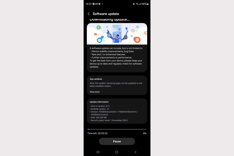 Galaxy Z Fold Special Edition nhận bản cập nhật phần mềm đầu tiên