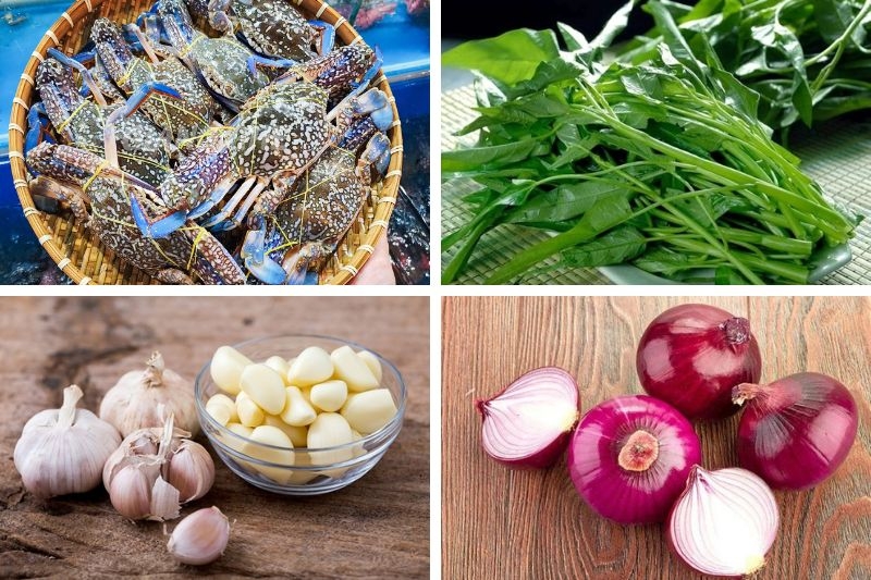 Ghẹ nấu rau muống ảnh 1