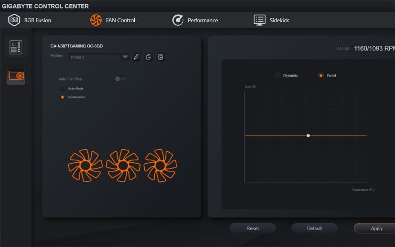 Gigabyte Control Center điều chỉnh tốc độ quạt làm mát thông minh