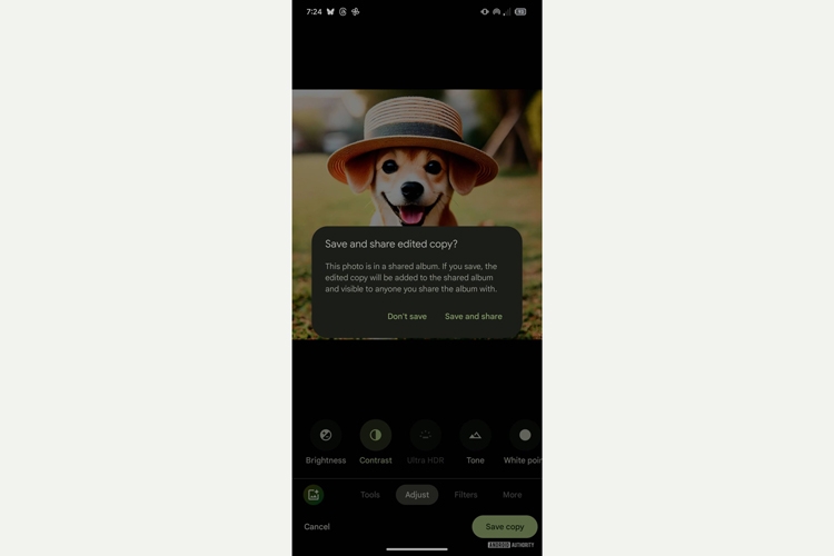 Google Photos cho phép người dùng chỉnh sửa ảnh trong album chia sẻ