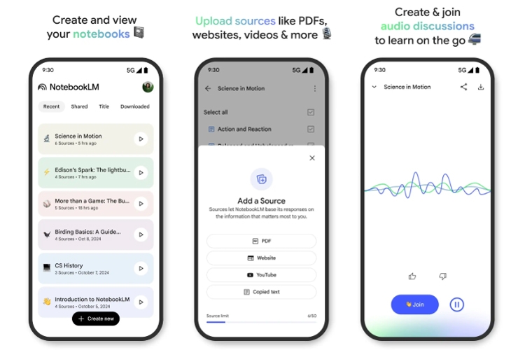 Google ra mắt ứng dụng NotebookLM thiết kế mới trên Android và iPhone