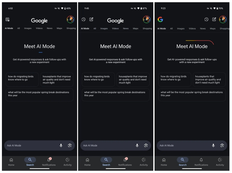 Google AI Mode được thêm phím tắt trên thanh tìm kiếm, chuẩn bị đổi mới giao diện - hình 1