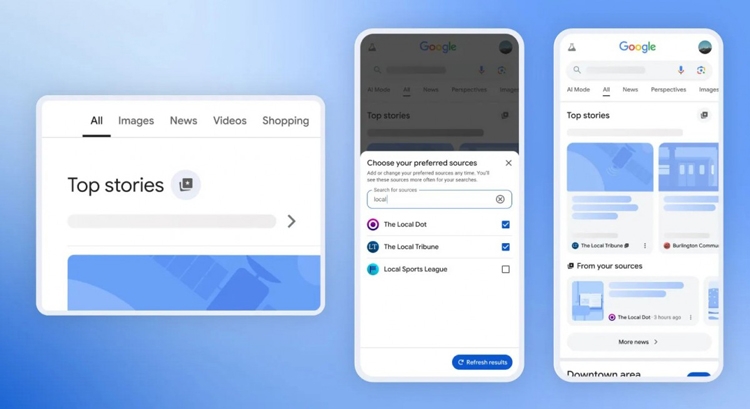 Google Tìm Kiếm sẽ hiển thị nhiều nội dung hơn từ các nguồn ưa thích của bạn