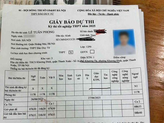 Gộp giấy báo dự thi và thẻ dự thi từ 2026