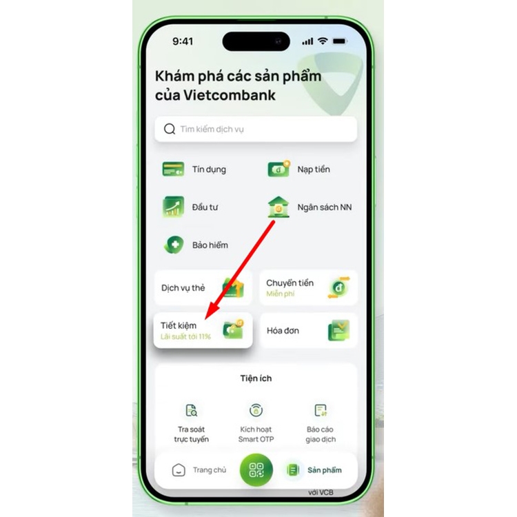 Gửi tiết kiệm online trên app Vietcombank lãi suất cao hơn tại quầy 2026: Có an toàn không? 2 Giao diện gửi tiết kiệm online trên ứng dụng Vietcombank Digibank