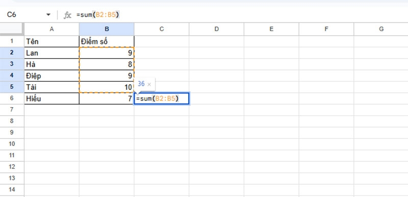 Hàm SUM không cộng được hình 5